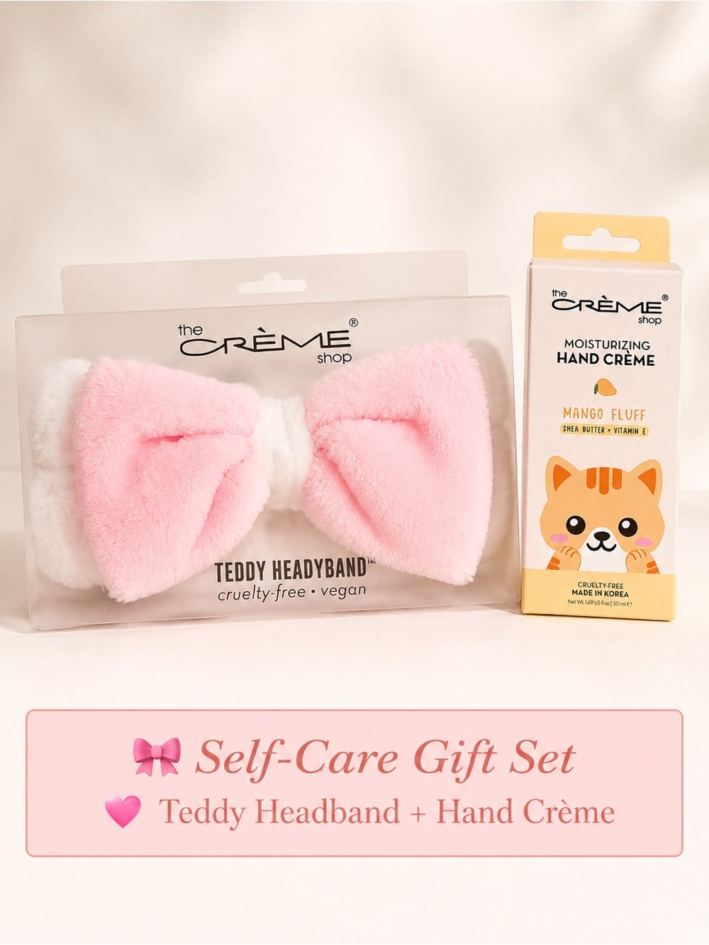 The Crème Shop Teddy Headband & Mango Fluff Hand Crème Gift Set NWT